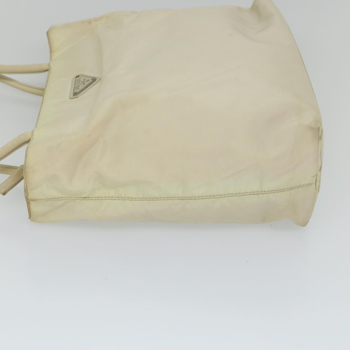 PRADA Tote Bag Nylon Beige Auth 56560