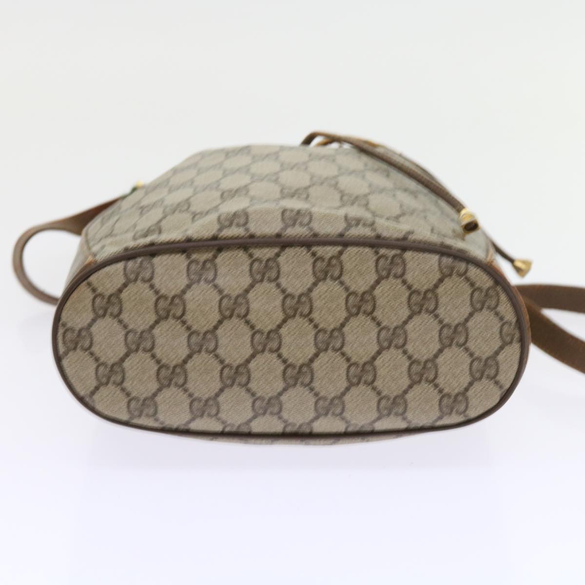 GUCCI GG Canvas Web Sherry Line Shoulder Bag PVC Leather Beige Green Auth 56565