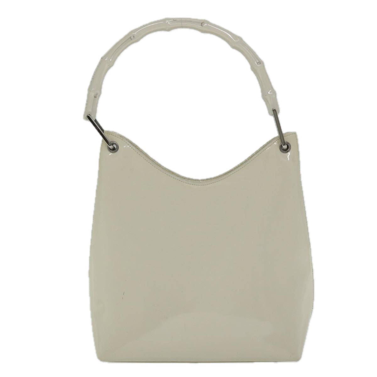 GUCCI Bamboo Shoulder Bag Patent leather Ivory Auth 56566 - 0