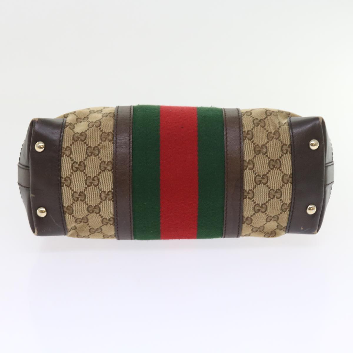 GUCCI GG Canvas Web Sherry Line Shoulder Bag Beige Green Red 257084 Auth 56567