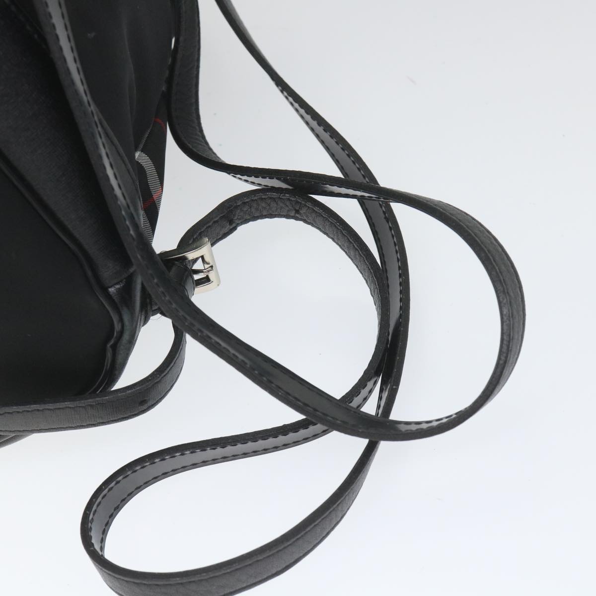 Burberrys Nova Check Blue Label Backpack Nylon Black Auth 56571