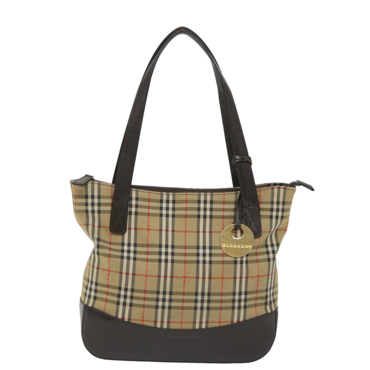 BURBERRY Nova Check Hand Bag Canvas Beige Brown Auth 56572