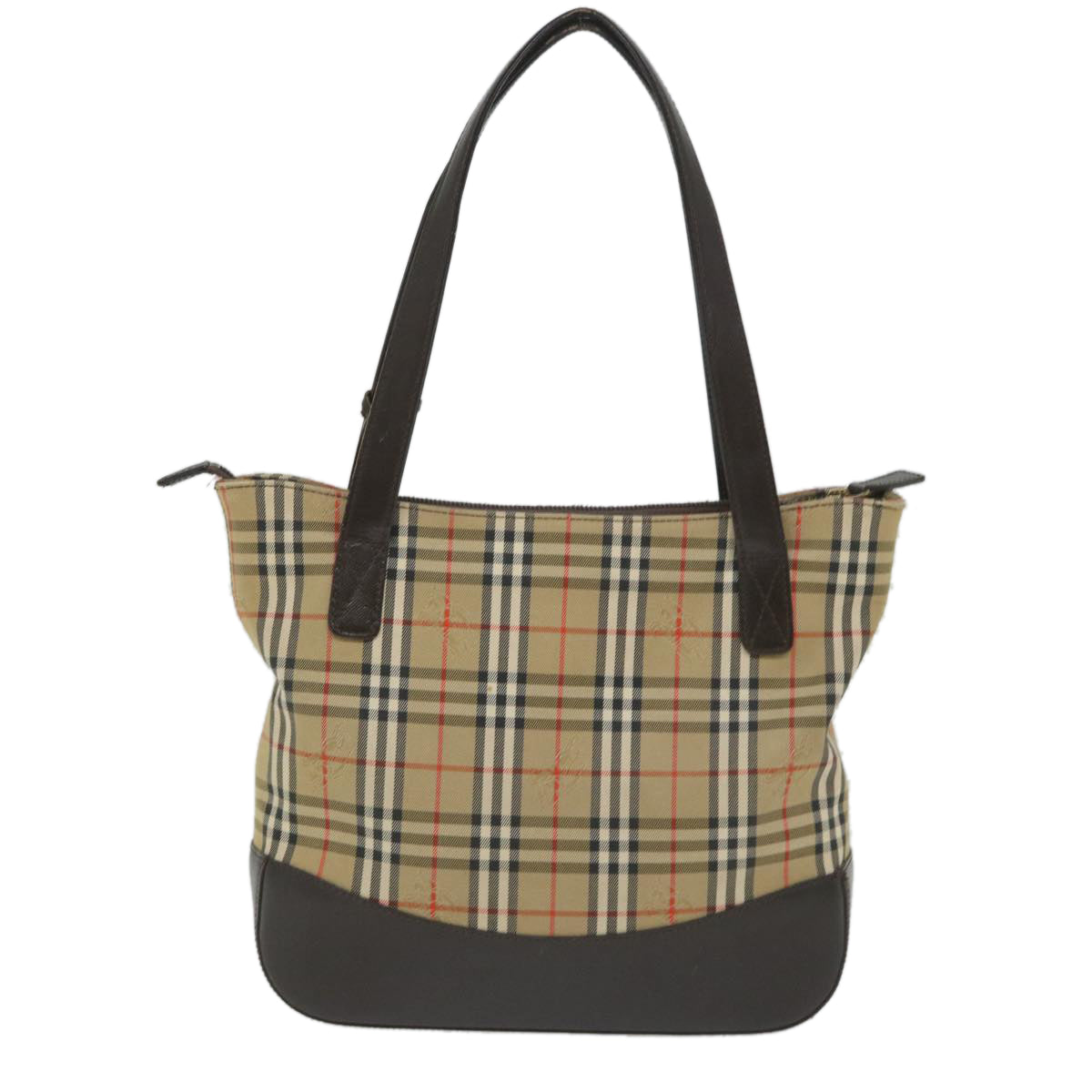 BURBERRY Nova Check Hand Bag Canvas Beige Brown Auth 56572