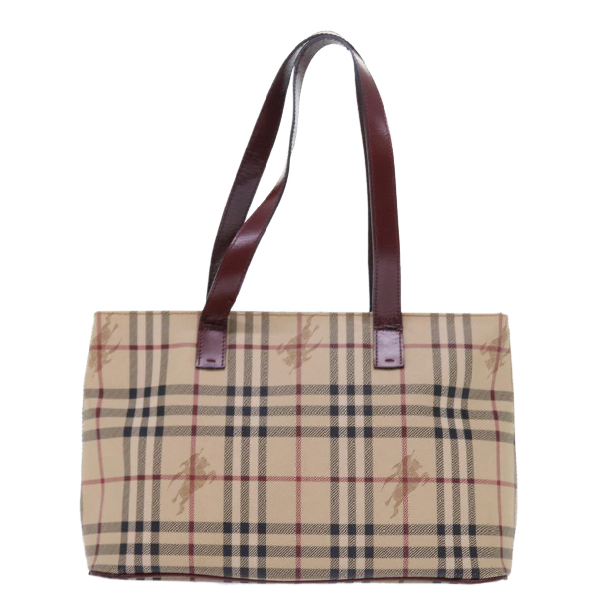 BURBERRY Nova Check Tote Bag PVC Leather Beige Auth 56574