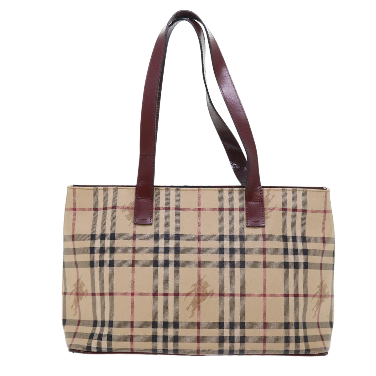 BURBERRY Nova Check Tote Bag PVC Leather Beige Auth 56574 - 0