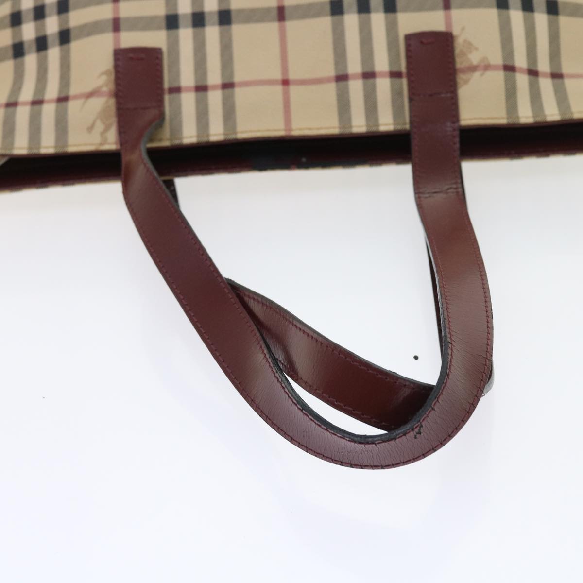 BURBERRY Nova Check Tote Bag PVC Leather Beige Auth 56574