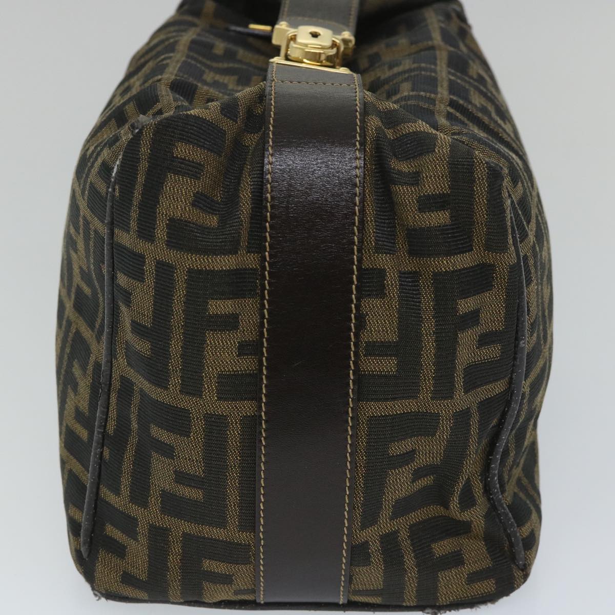 FENDI Zucca Canvas Vanity pouch Hand Bag Nylon Brown Black Auth 56582