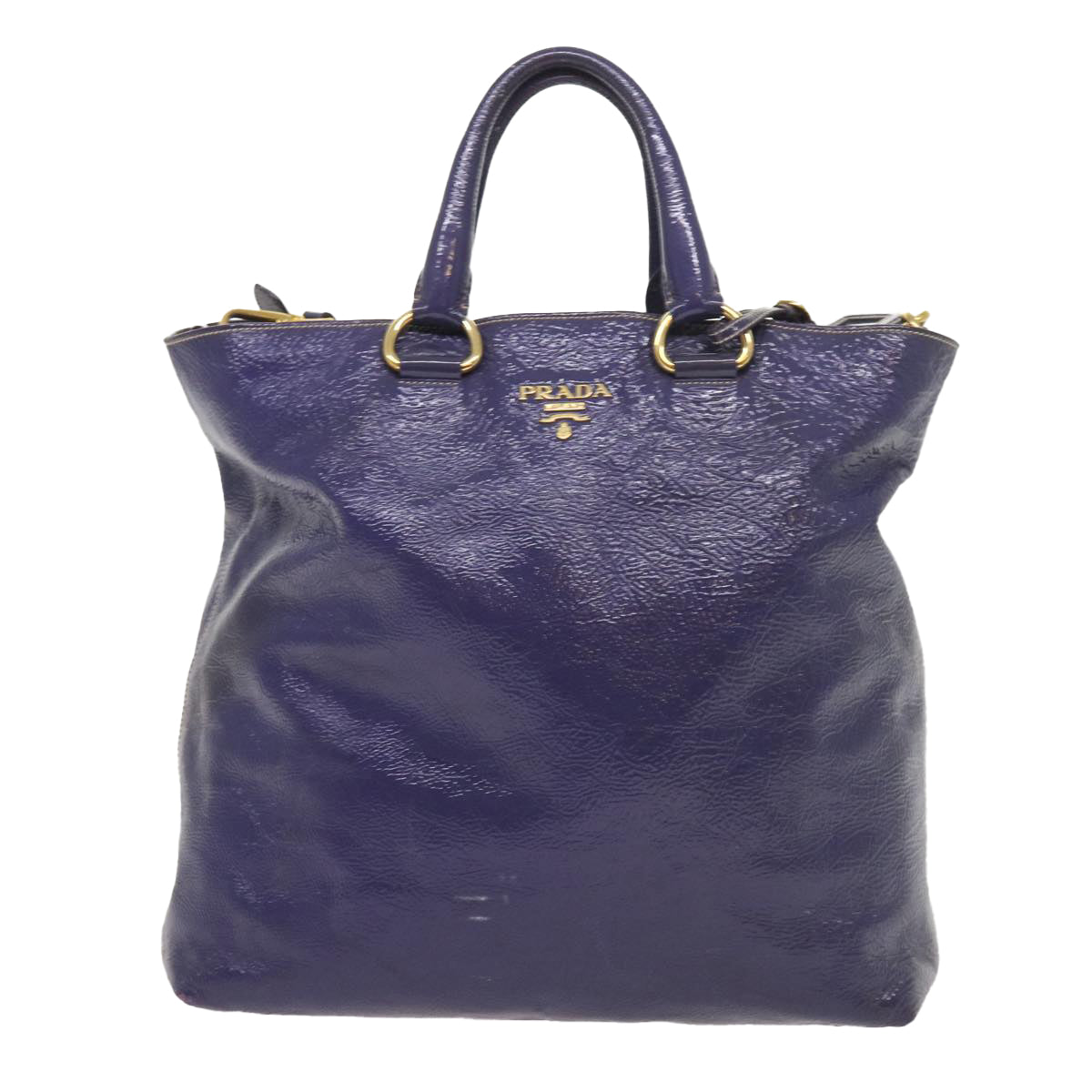 PRADA Hand Bag Enamel 2way Purple Auth 56587