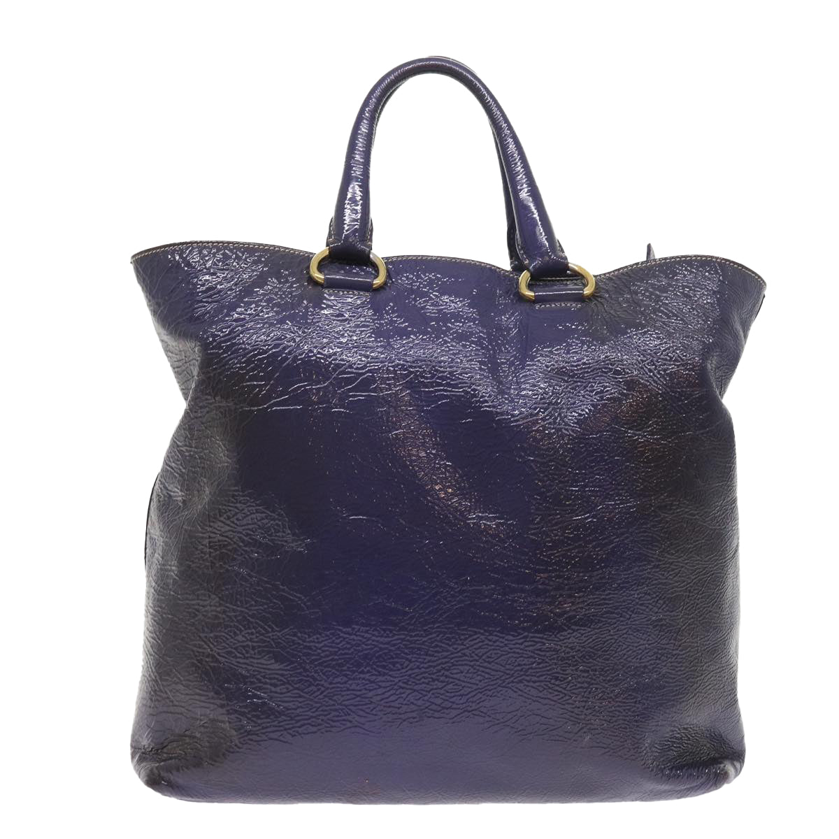PRADA Hand Bag Enamel 2way Purple Auth 56587 - 0