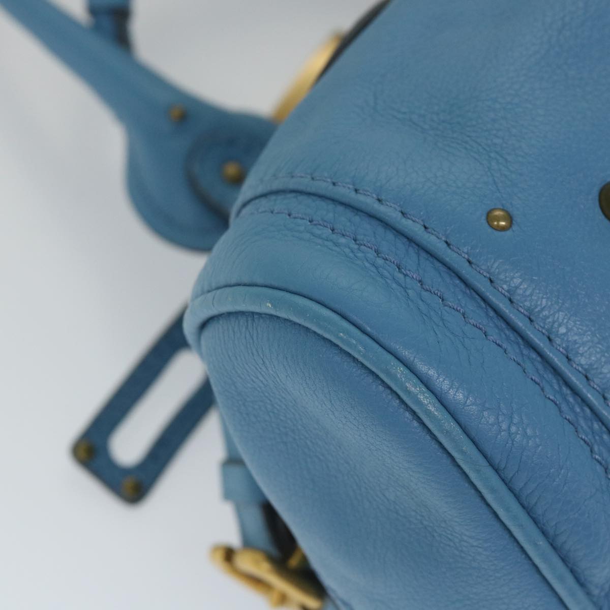 Chloe Paddington Shoulder Bag Leather Blue Auth 56594