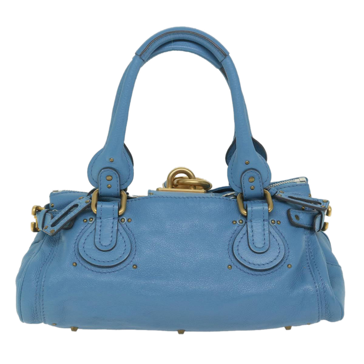 Chloe Paddington Shoulder Bag Leather Blue Auth 56594 - 0