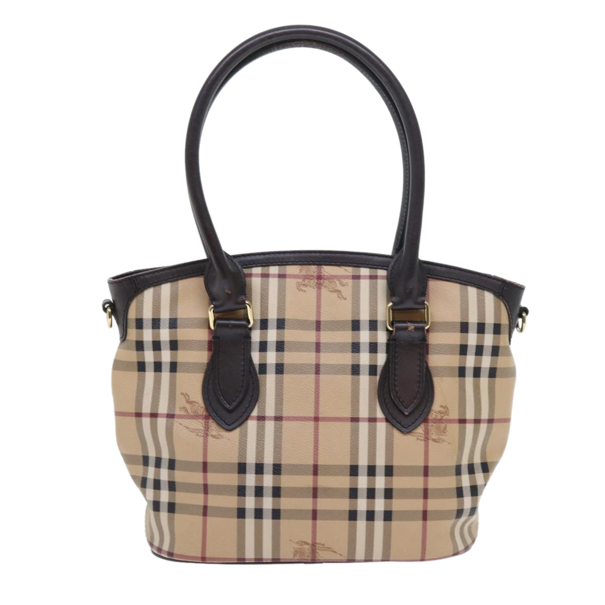 BURBERRY Nova Check Shoulder Bag PVC Leather 2way Beige Black Auth 56661 - 0