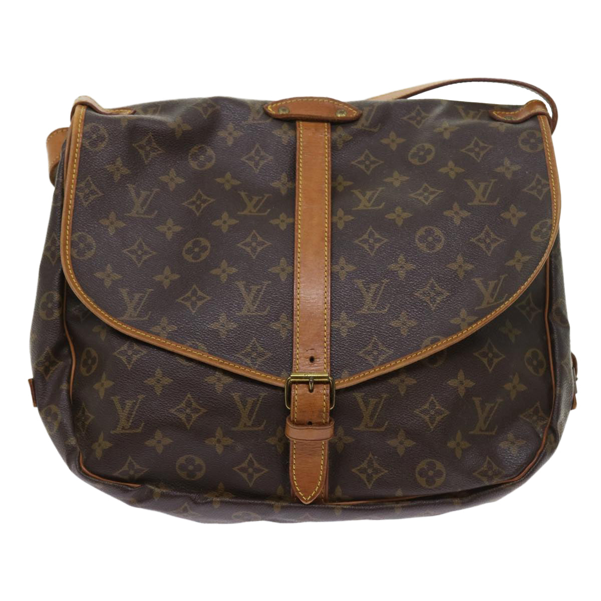 LOUIS VUITTON Monogram Saumur 35 Shoulder Bag M42254 LV Auth 56662