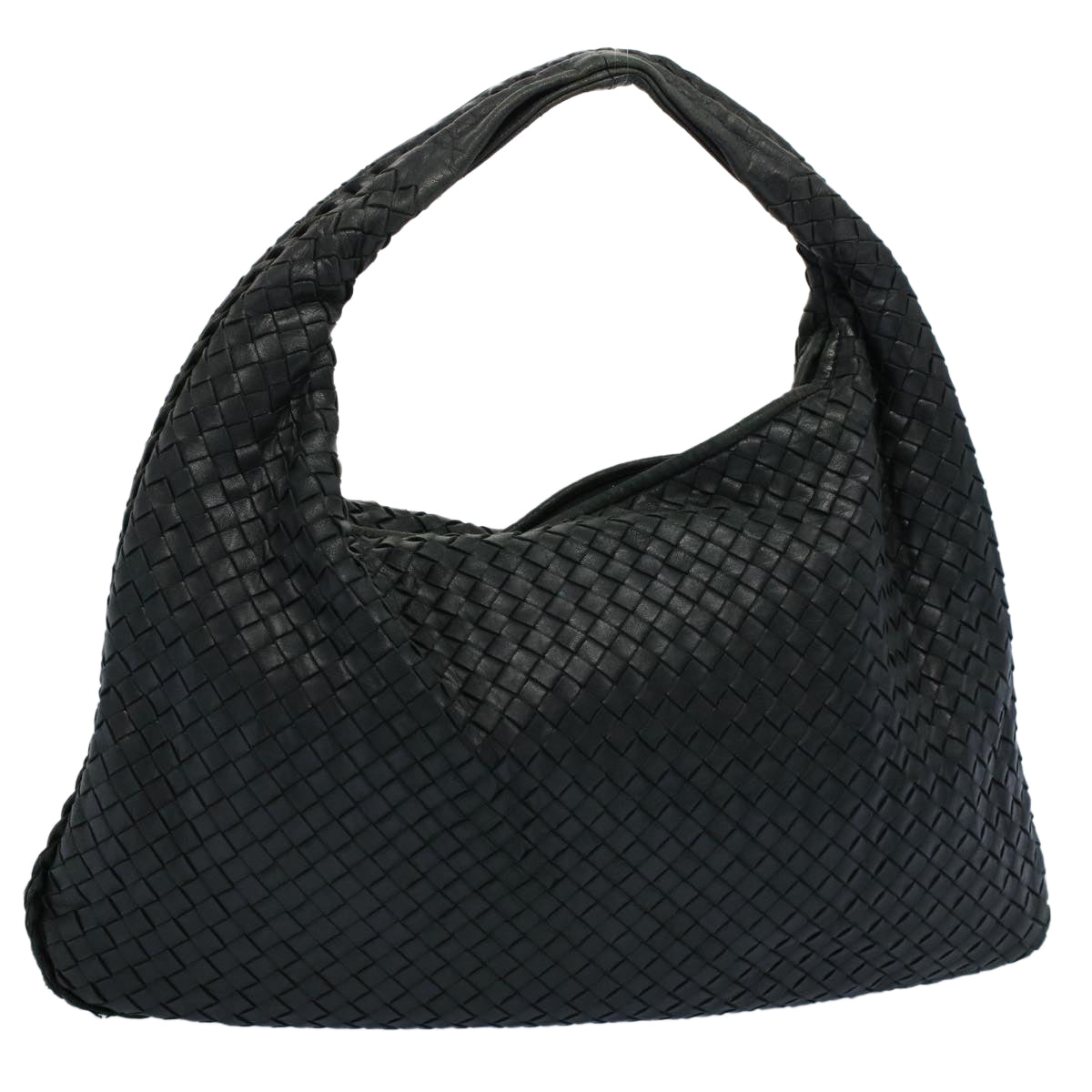 BOTTEGA VENETA INTRECCIATO Hobo Shoulder Bag Leather Black Auth 56664