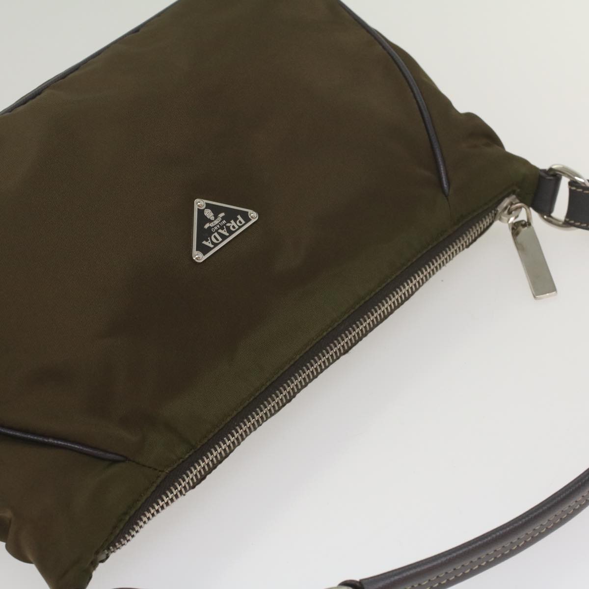 PRADA Shoulder Bag Nylon Khaki Auth 56680