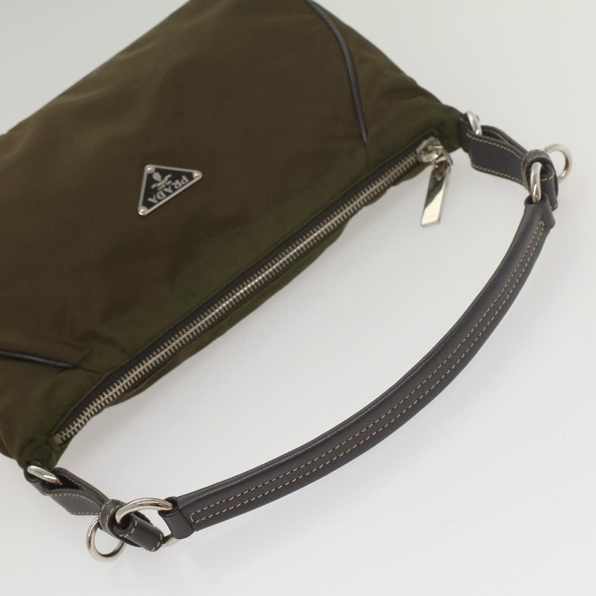 PRADA Shoulder Bag Nylon Khaki Auth 56680