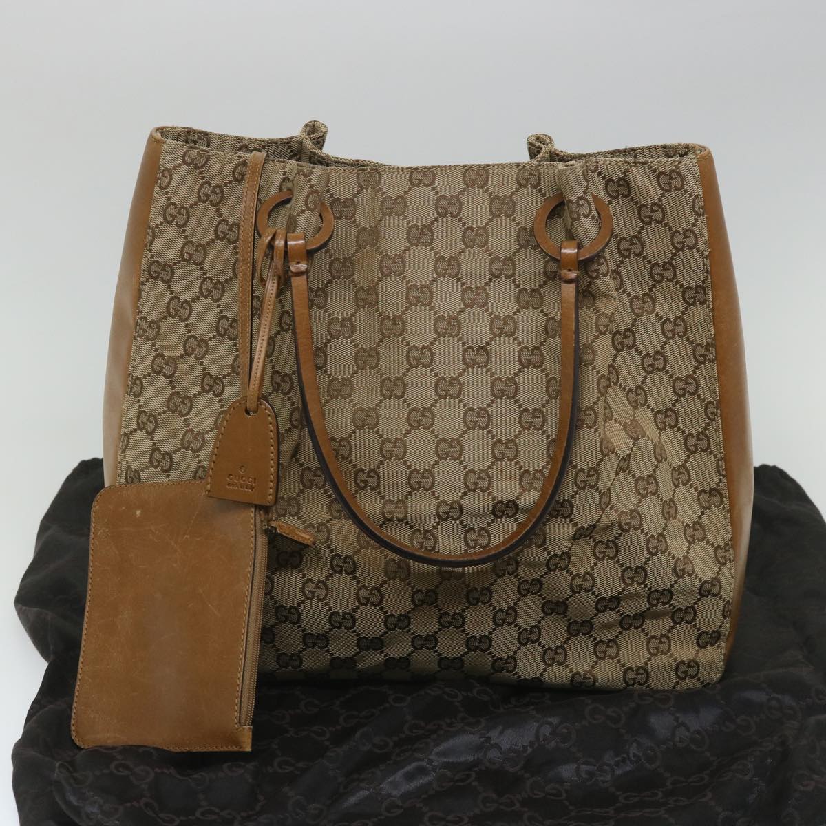 GUCCI GG Canvas Shoulder Bag Beige 101920 Auth 56682