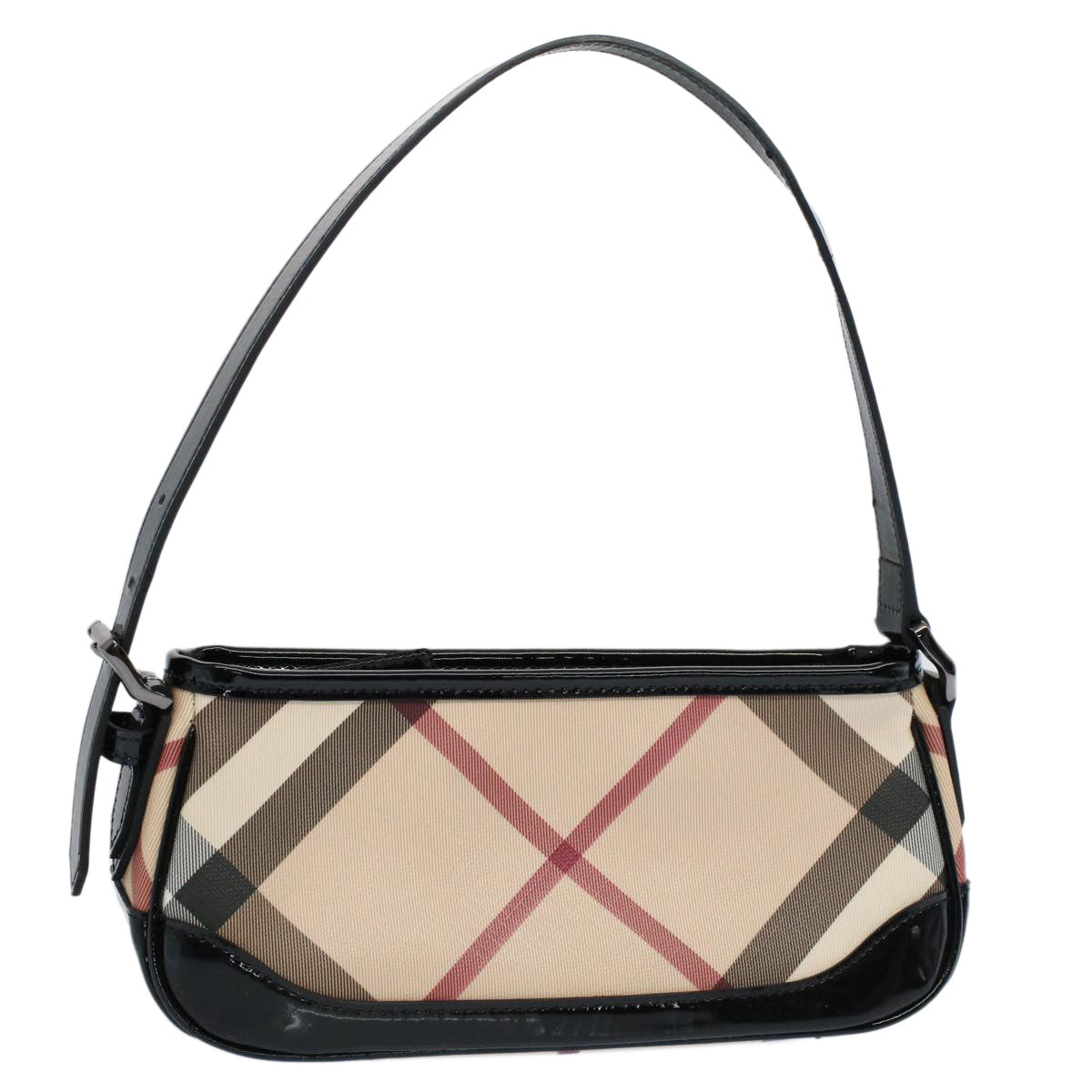 BURBERRY Nova Check Shoulder Bag PVC Leather Beige Auth 56686