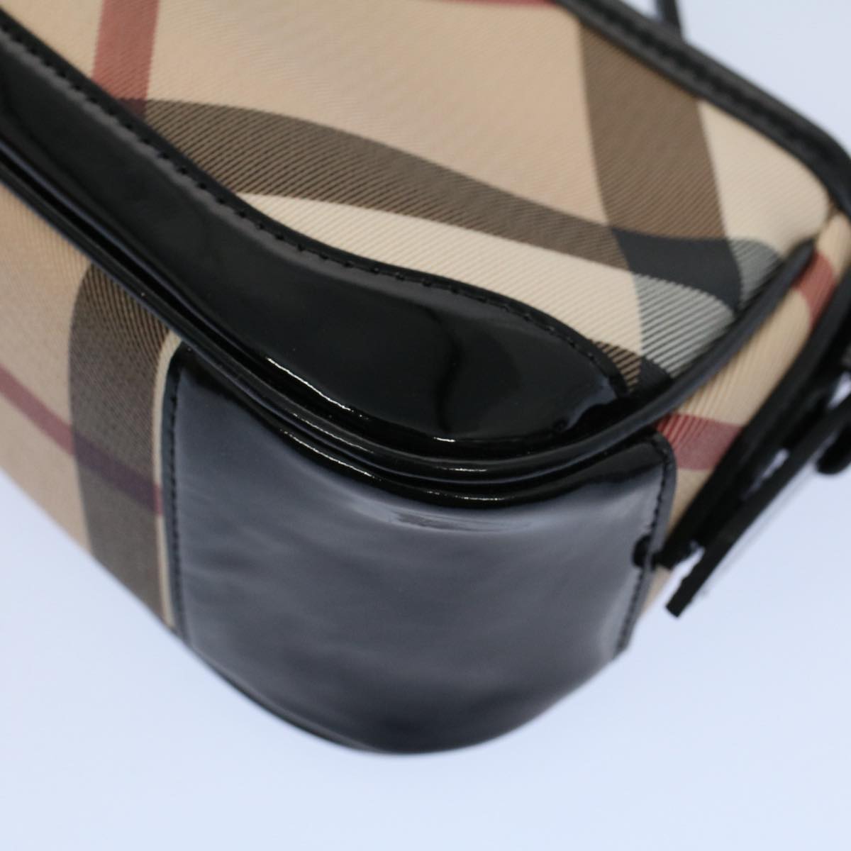 BURBERRY Nova Check Shoulder Bag PVC Leather Beige Auth 56686