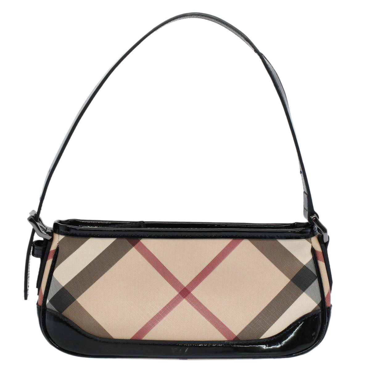 BURBERRY Nova Check Shoulder Bag PVC Leather Beige Auth 56686