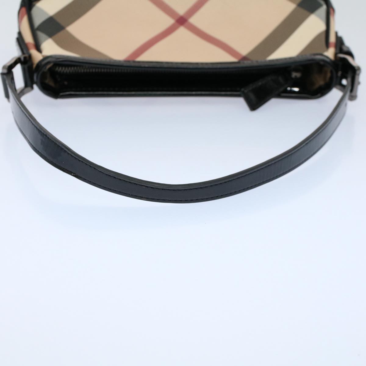 BURBERRY Nova Check Shoulder Bag PVC Leather Beige Auth 56686