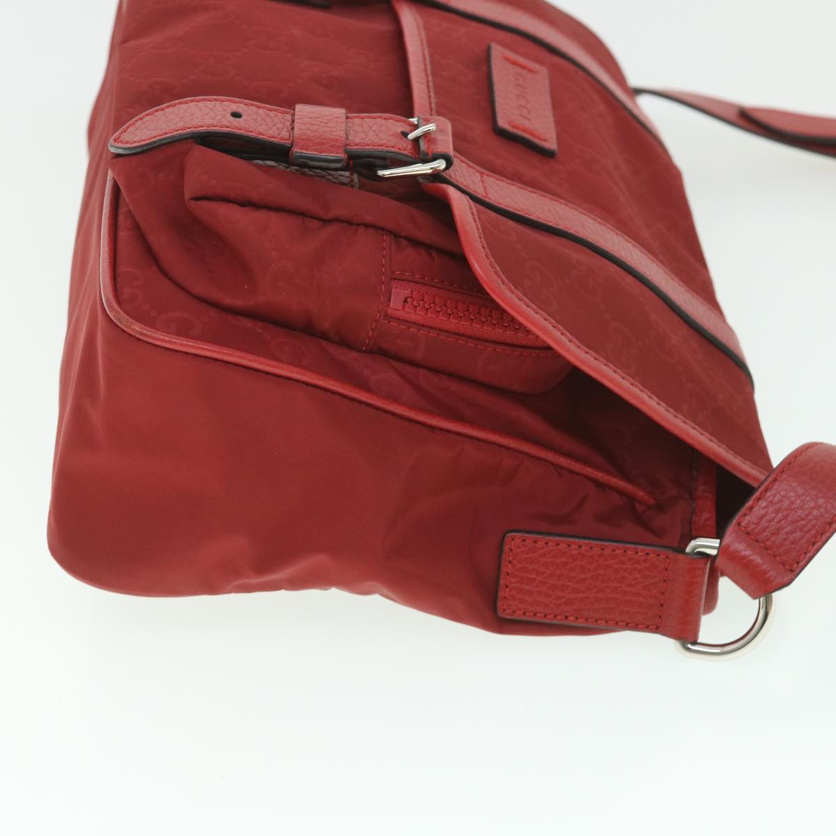 GUCCI GG Canvas Shoulder Bag Nylon Outlet Red 510335 Auth 56687