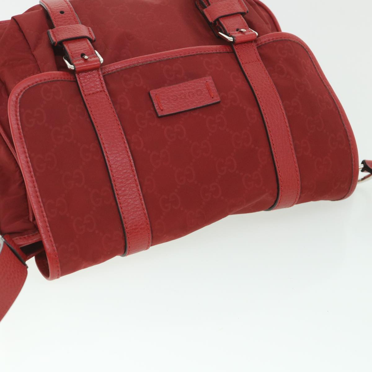 GUCCI GG Canvas Shoulder Bag Nylon Outlet Red 510335 Auth 56687