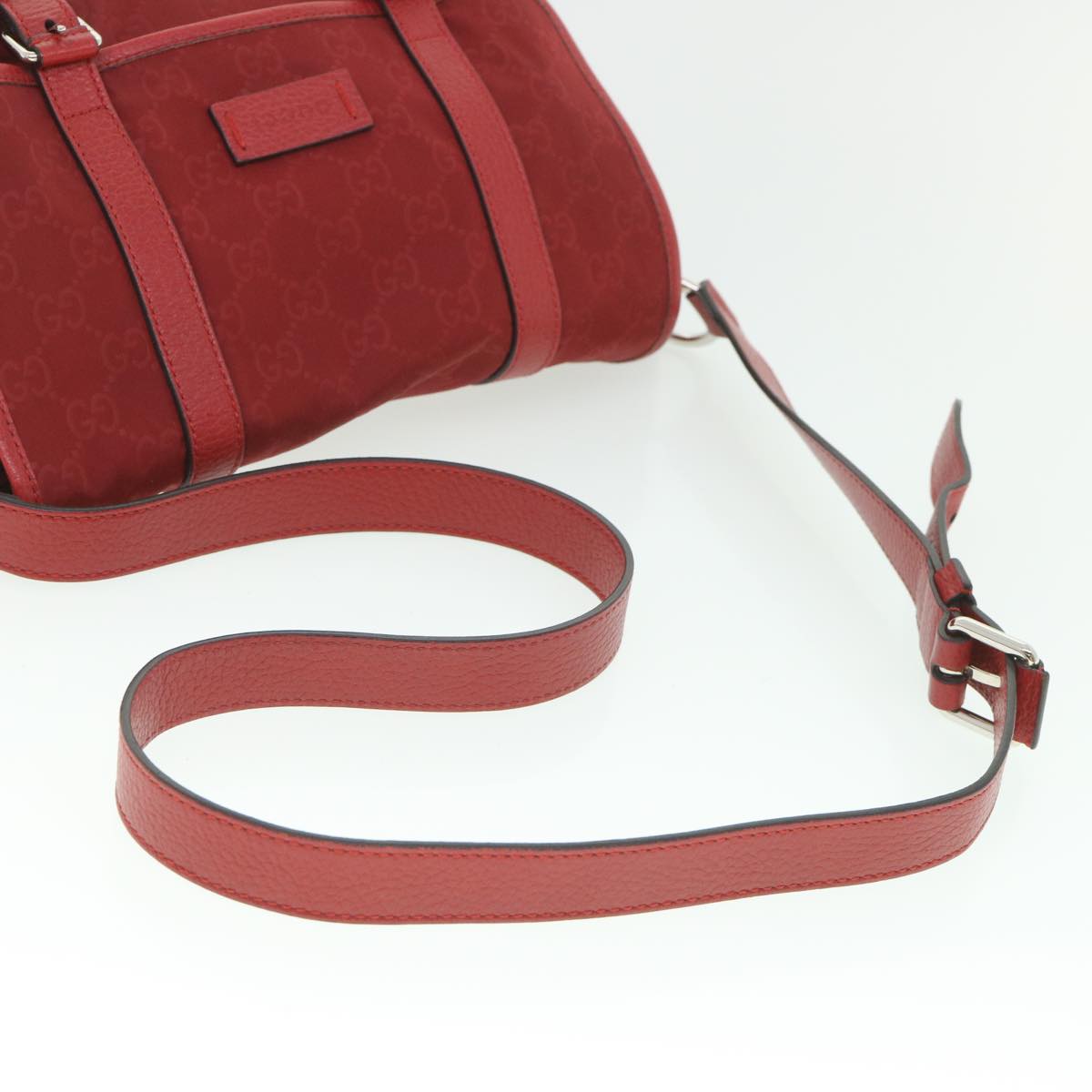 GUCCI GG Canvas Shoulder Bag Nylon Outlet Red 510335 Auth 56687