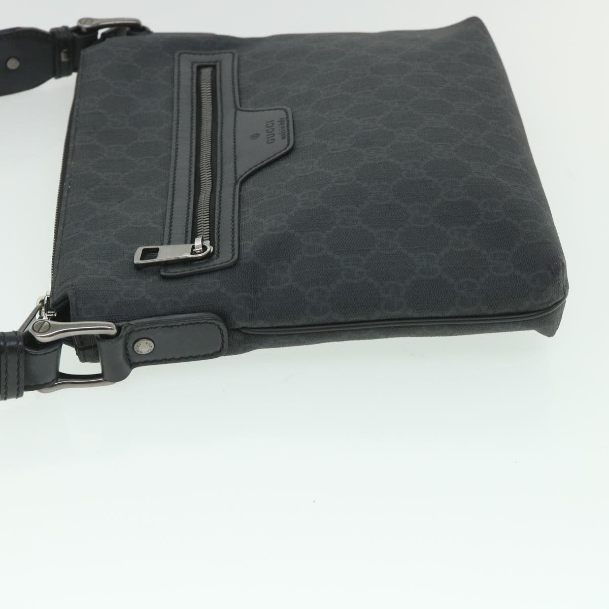 GUCCI GG Supreme Shoulder Bag PVC Leather Black 387514 Auth 56688