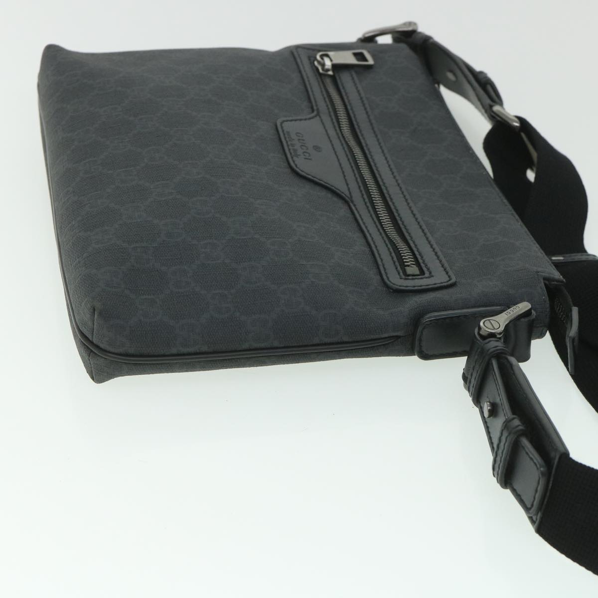 GUCCI GG Supreme Shoulder Bag PVC Leather Black 387514 Auth 56688