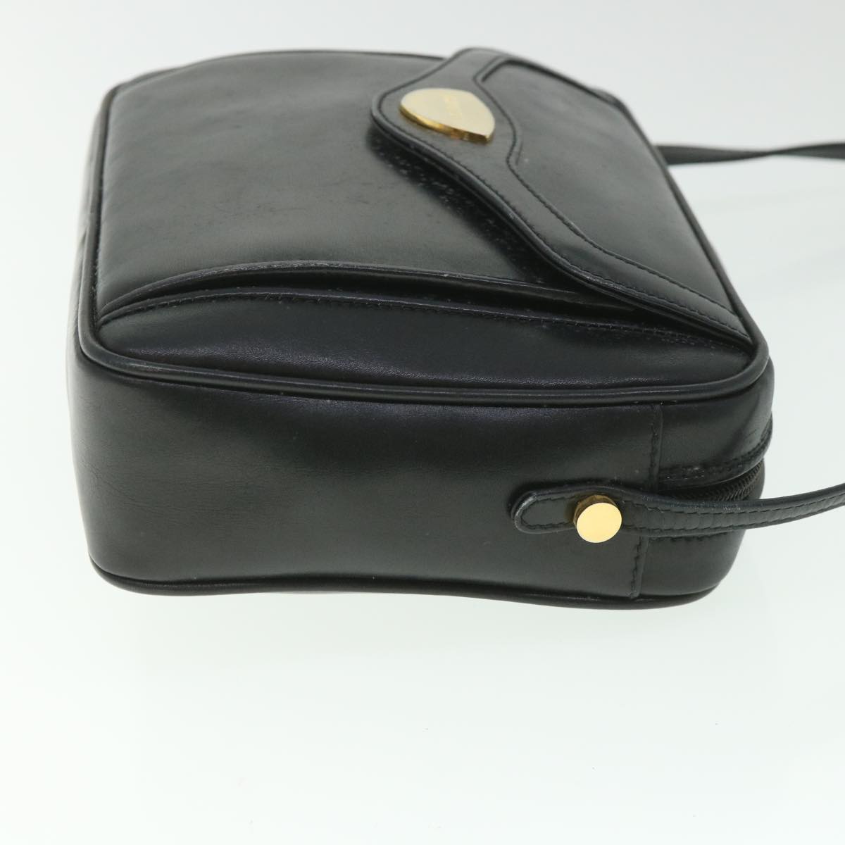 GUCCI Shoulder Bag Leather Black Auth 56692