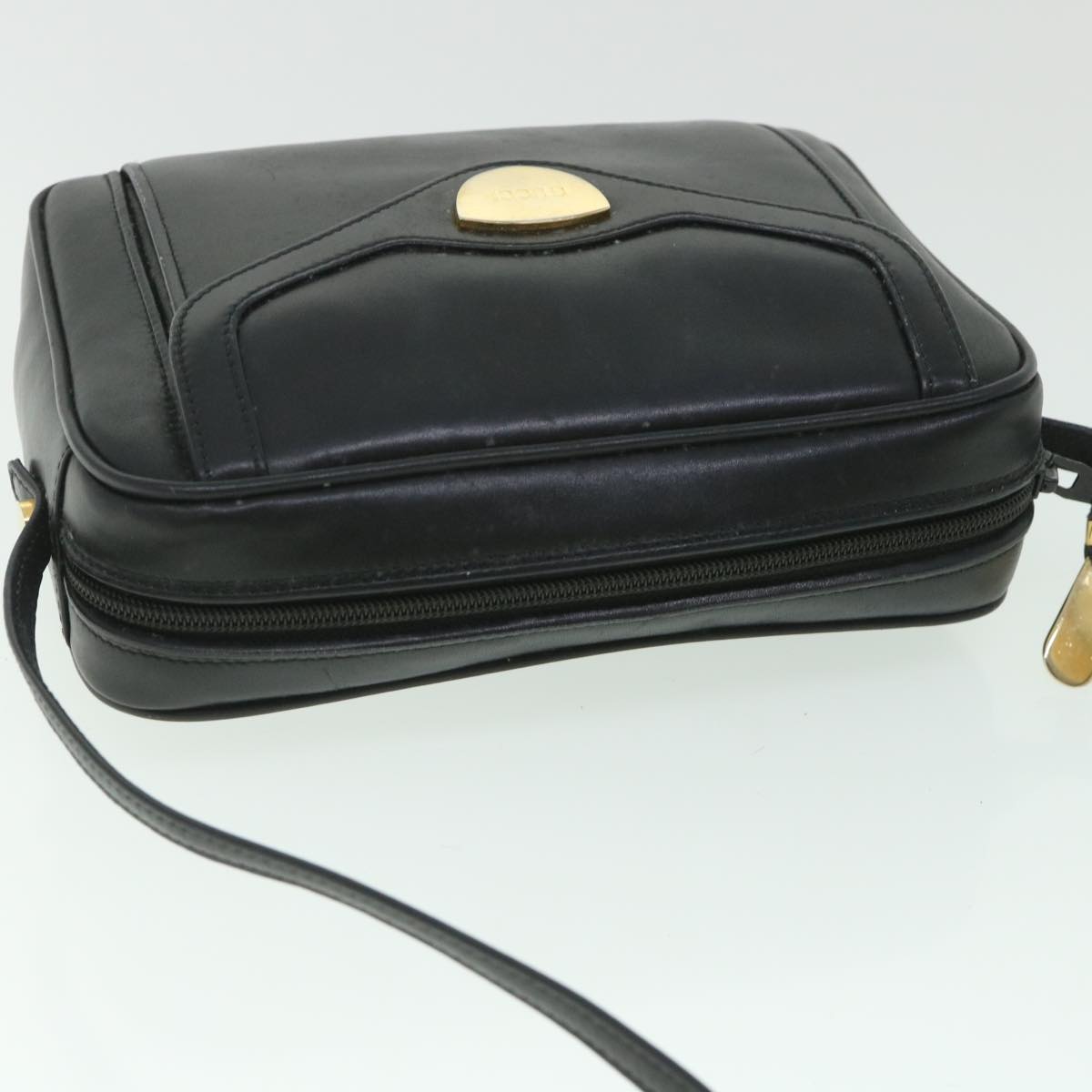 GUCCI Shoulder Bag Leather Black Auth 56692