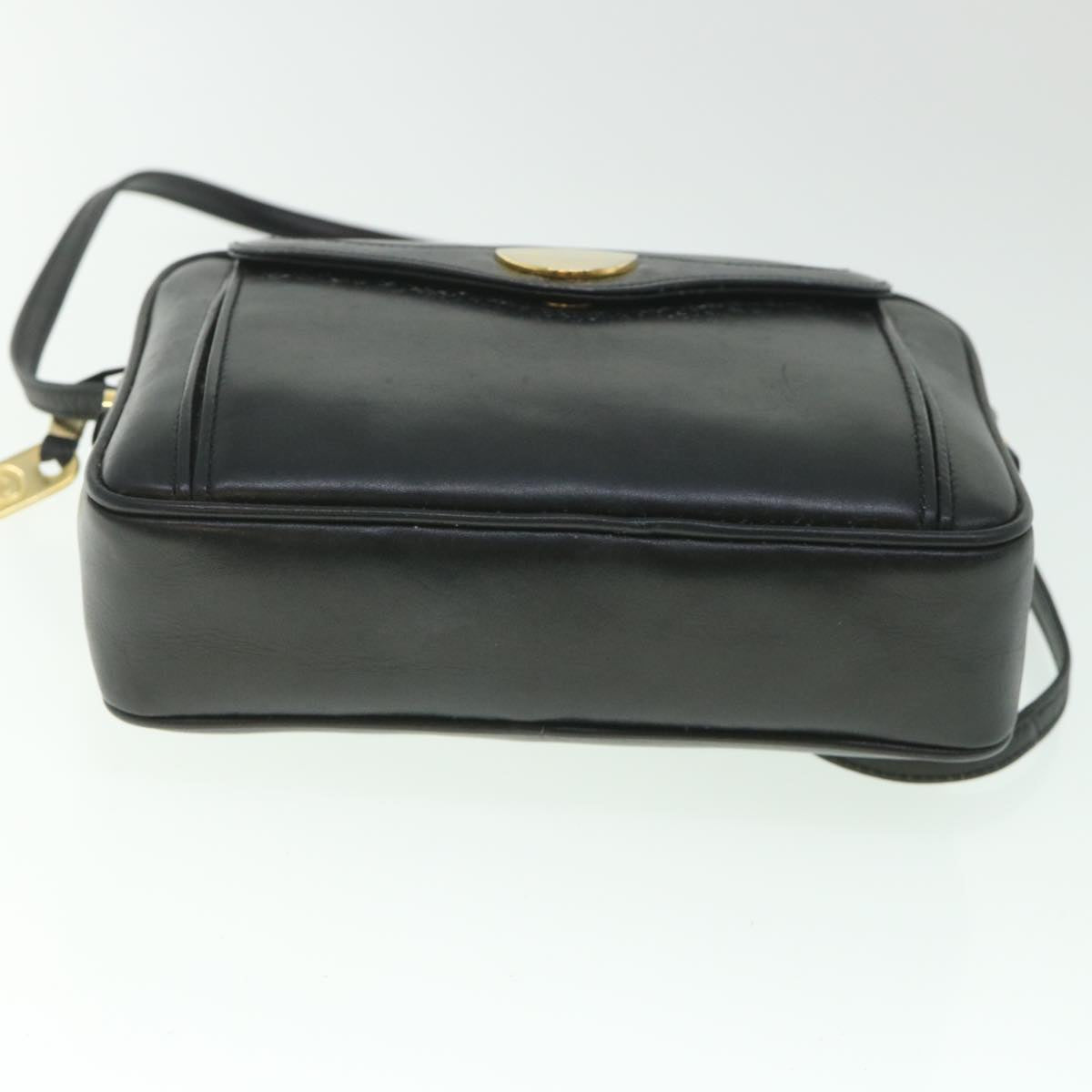 GUCCI Shoulder Bag Leather Black Auth 56692