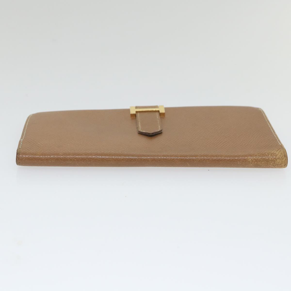 HERMES Bean Wallet Leather Brown Auth 56696