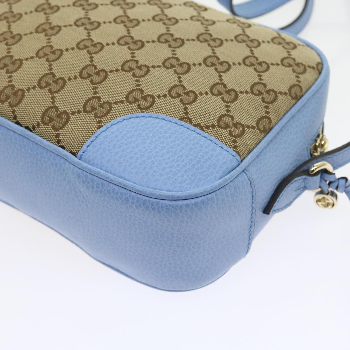 GUCCI GG Canvas Shoulder Bag Beige Light Blue 449413 Auth 56705A