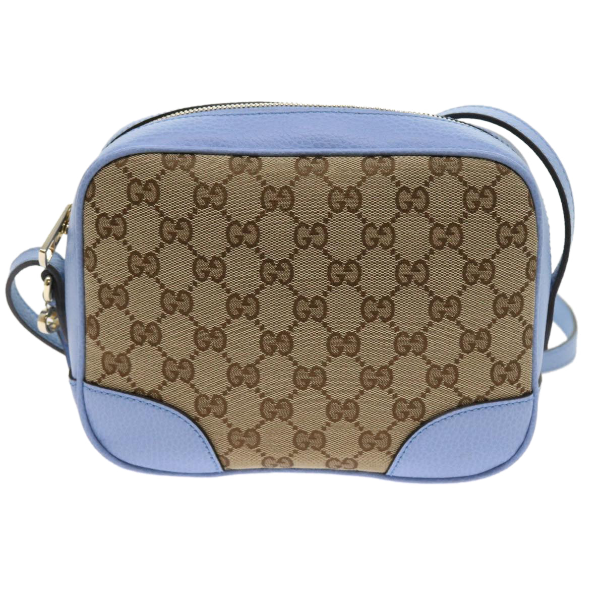 GUCCI GG Canvas Shoulder Bag Beige Light Blue 449413 Auth 56705A