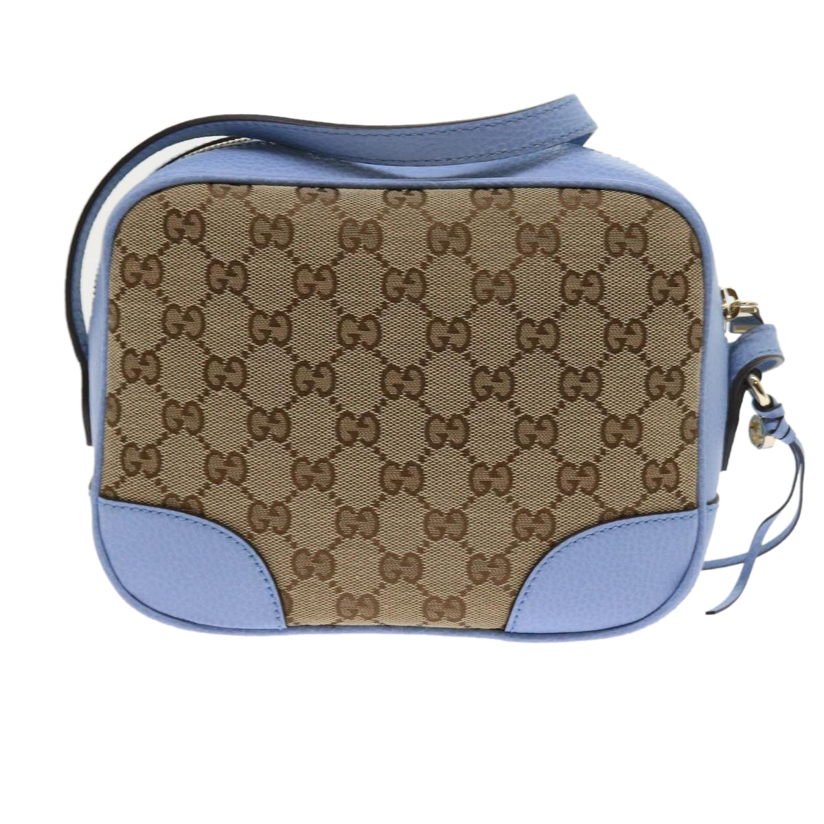 GUCCI GG Canvas Shoulder Bag Beige Light Blue 449413 Auth 56705A - 0