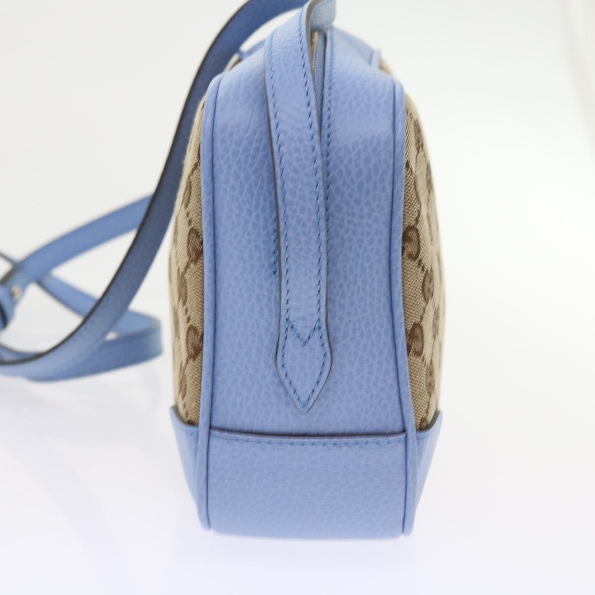 GUCCI GG Canvas Shoulder Bag Beige Light Blue 449413 Auth 56705A