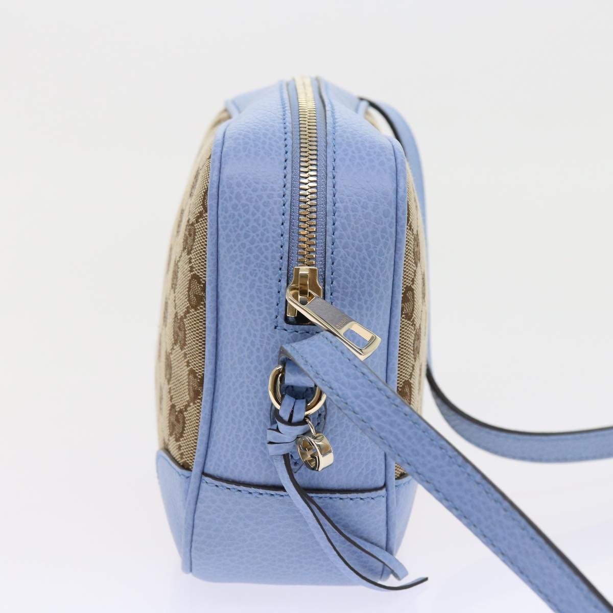 GUCCI GG Canvas Shoulder Bag Beige Light Blue 449413 Auth 56705A