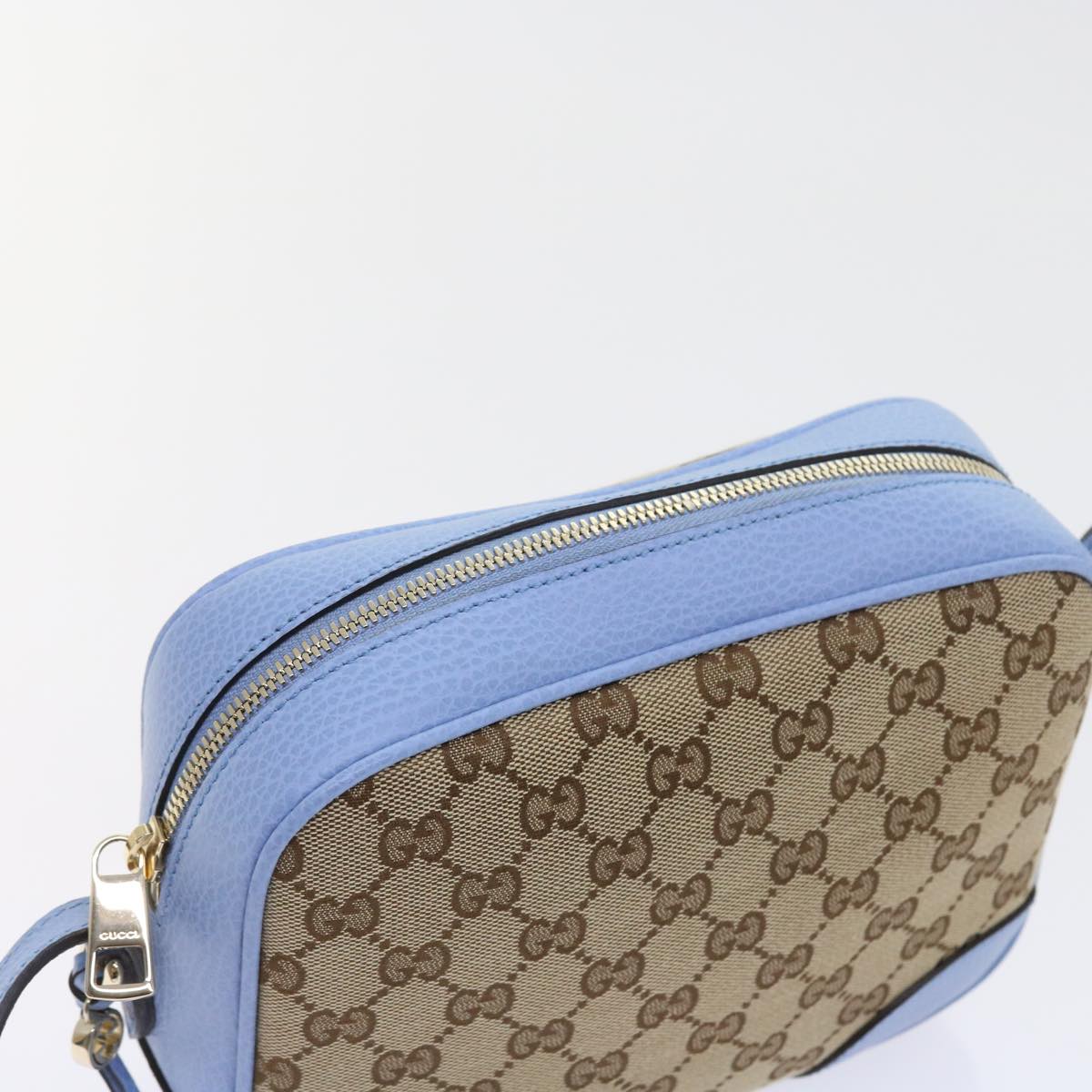 GUCCI GG Canvas Shoulder Bag Beige Light Blue 449413 Auth 56705A