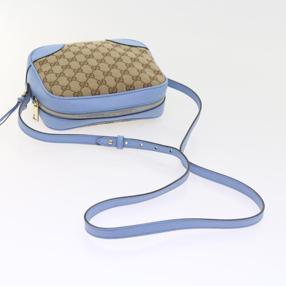 GUCCI GG Canvas Shoulder Bag Beige Light Blue 449413 Auth 56705A