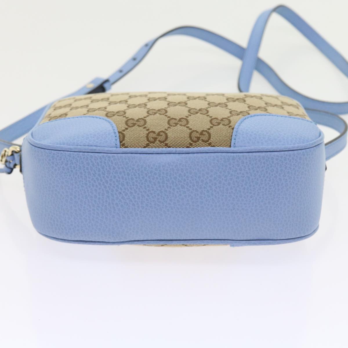 GUCCI GG Canvas Shoulder Bag Beige Light Blue 449413 Auth 56705A