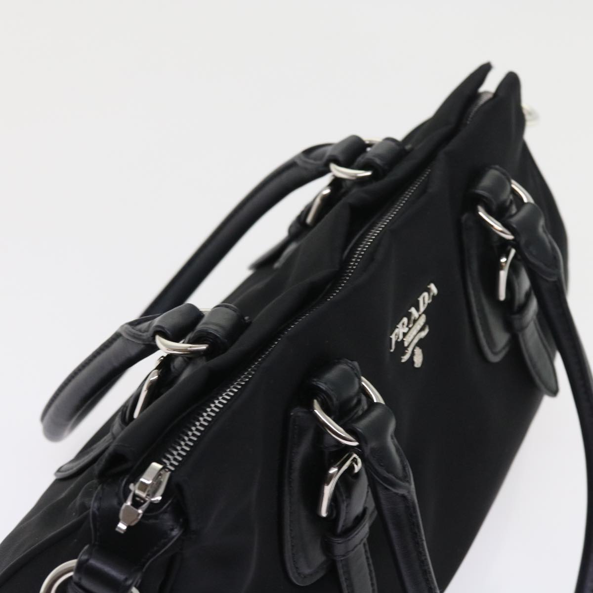 PRADA Hand Bag Nylon 2way Black Auth 56707