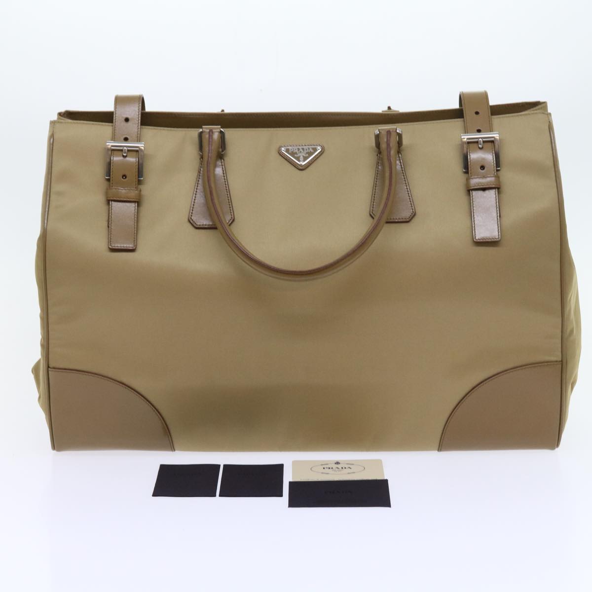 PRADA Hand Bag Nylon Khaki Auth 56714