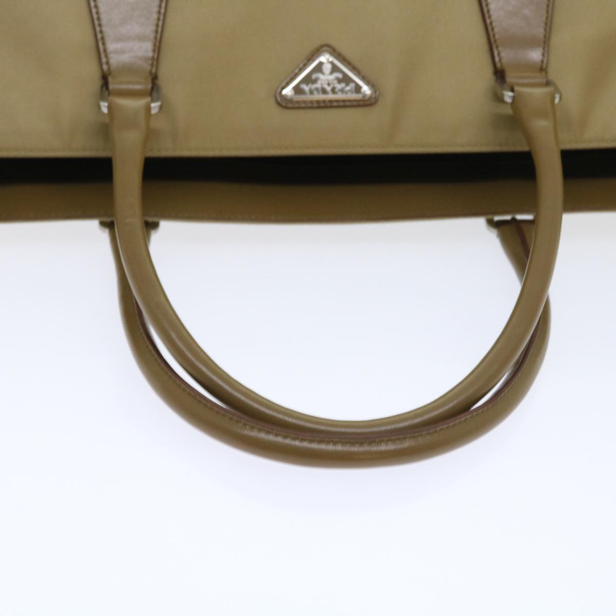 PRADA Hand Bag Nylon Khaki Auth 56714