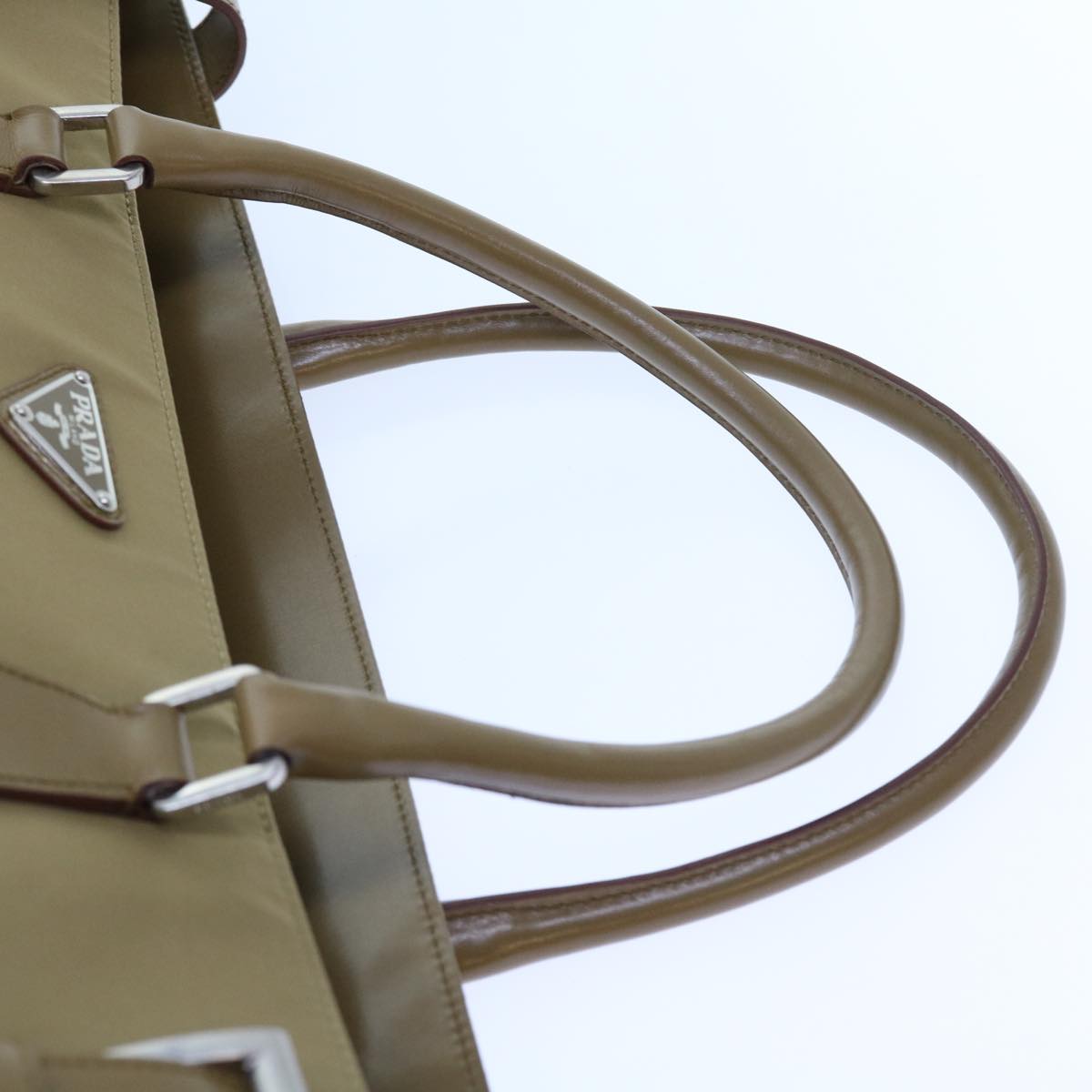 PRADA Hand Bag Nylon Khaki Auth 56714