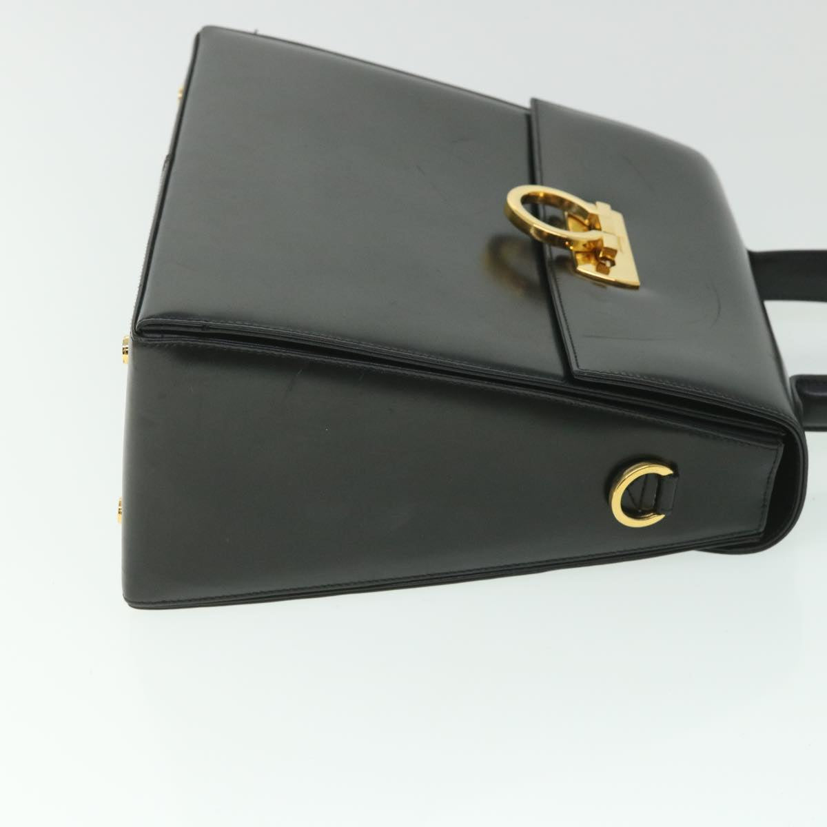 Salvatore Ferragamo Gancini Hand Bag Leather 2way Black Auth 56716