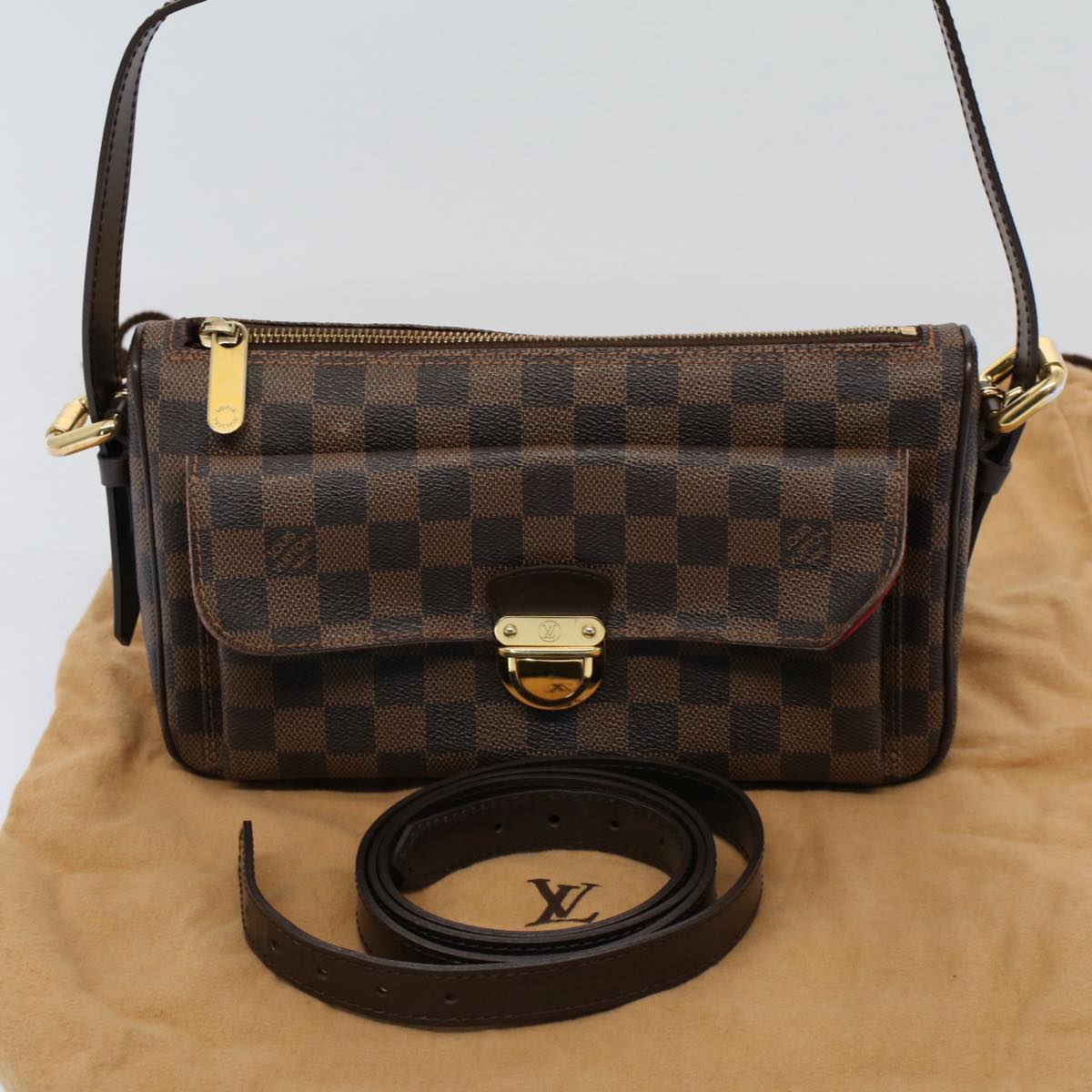 LOUIS VUITTON Damier Ebene Ravello GM Shoulder Bag 2way N60006 LV Auth 56749