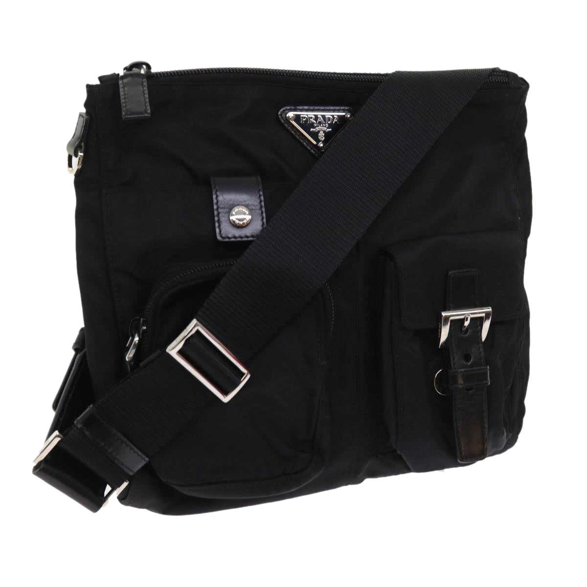 PRADA Shoulder Bag Nylon Black Auth 56758