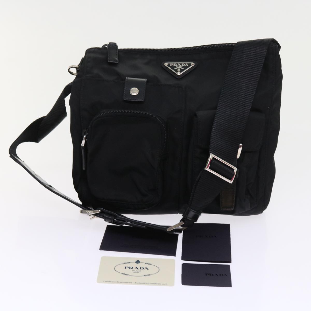 PRADA Shoulder Bag Nylon Black Auth 56758